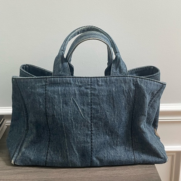 Denim Prada Canapa Large Tote - Picture 2 of 14